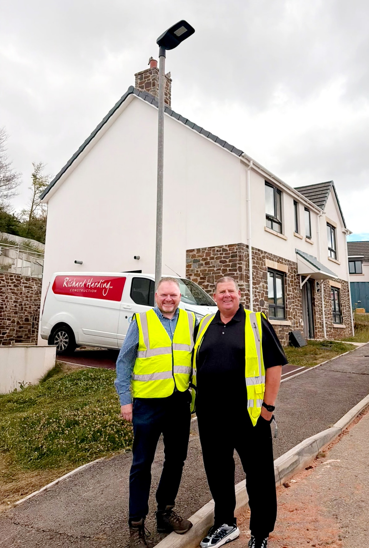 Lee Mundell, Project Manager at Richard Harding Construction, and Paul Phillips, Senior Director of Building Surveying at Anstey Horne, at the Kingskerswell new build site